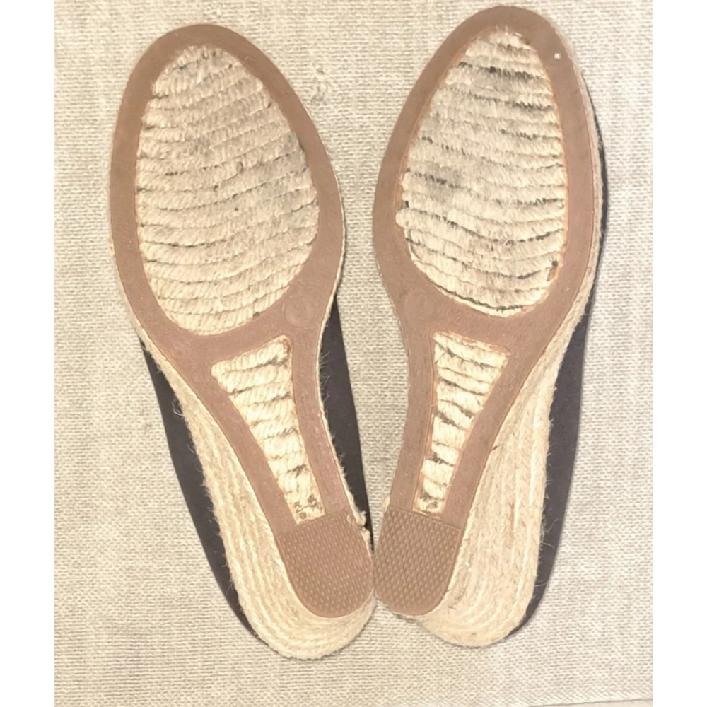 J. CREW Espadrille Wedge Pumps Size 9‎ Black Canvas Seville